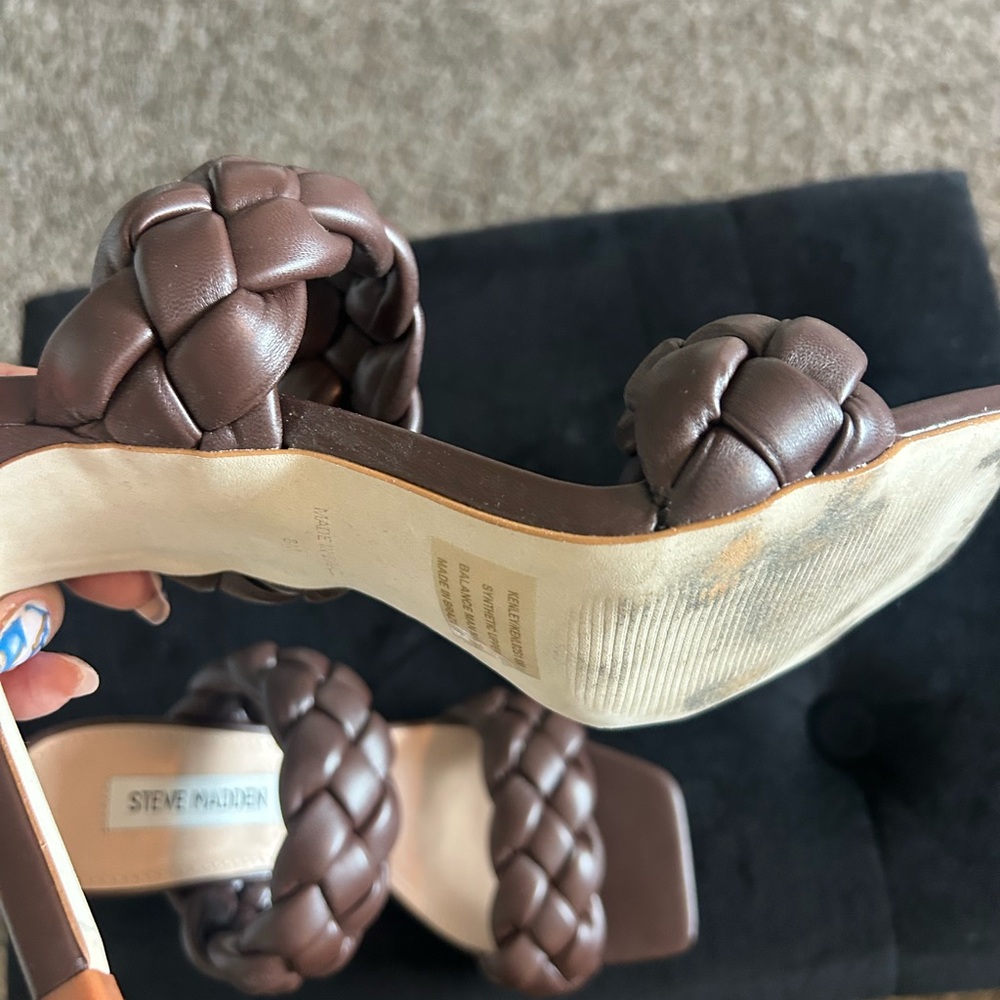 Steve Madden Chocolate Braided Heels - Picture 6 of 10